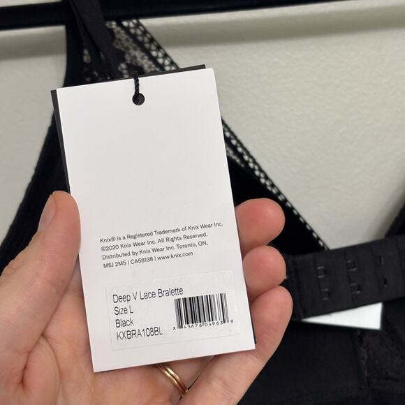 NWT Knix Deep V Lace Bralette in Black - Size L - Picture 6 of 9
